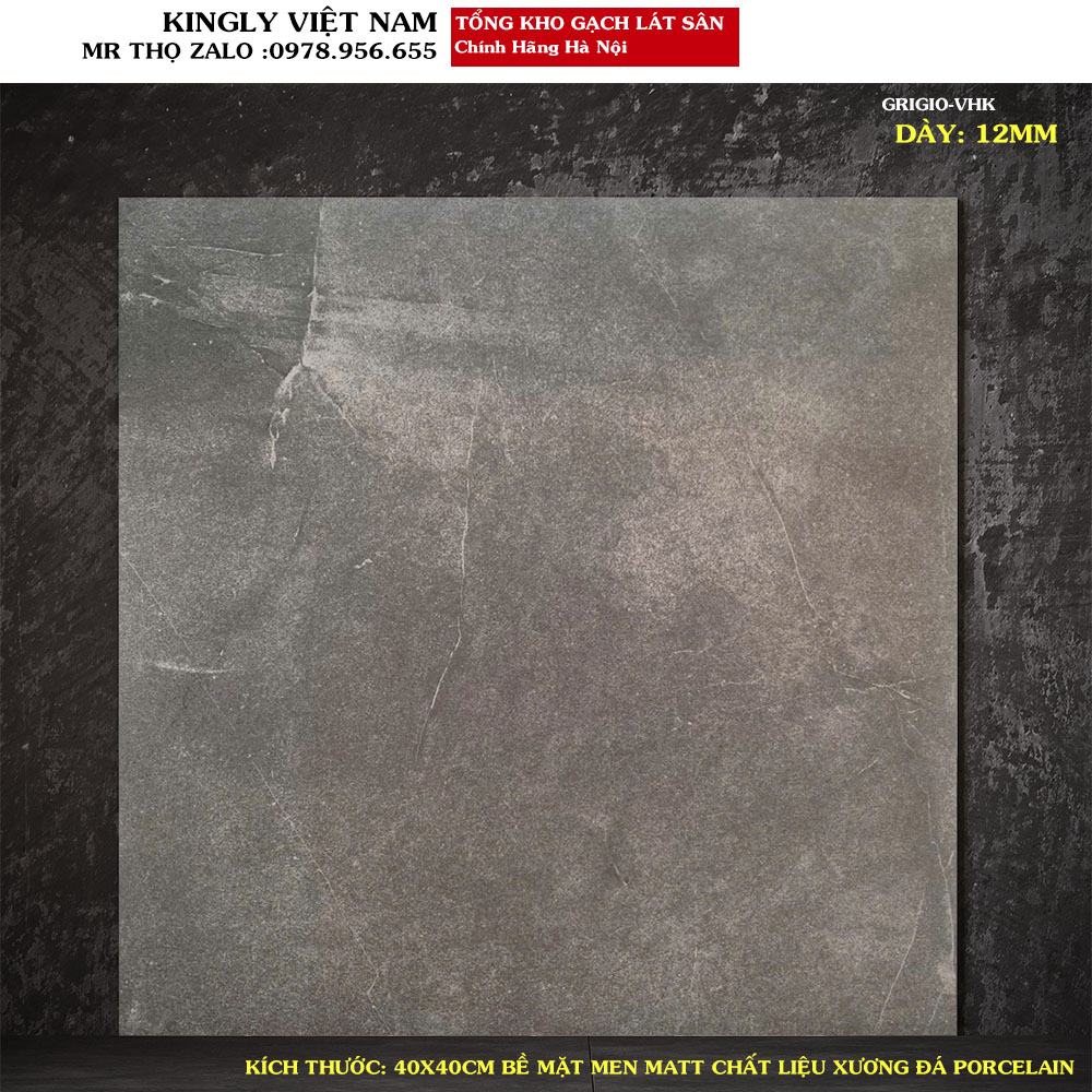 Gạch lát sân vân xi măng 40x40 ẤN ĐỘ GRIGIO